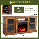 WLIVE Fireplace TV Stand for 65" TV, Entertainment Center with 18 Inch Electric Fireplace, TV Console with Open Shelves for Living Room, Rustic Brown WLIVE