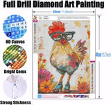 Ekuxom Chicken Diamond Art Kits for Adults, Diamond Painting Kits for Adults, Full Drill Round Funny Diamond Painting Chicken Kits Wall Art Decor 12x16inch Ekuxom