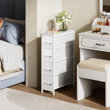 EKNKOZY Narrow Dresser Storage Tower with 4 Drawers, Slim Dresser Chest of Drawers with Steel Frame, Wood Top, Dresser for Bedroom, Bathroom, Small Spaces, Laundry, Closet (White) EKNKOZY