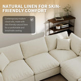 Gtilzria Cloud Sectional Linen Couch for Living Room V-Shape Sofas,5 Seat Modern Modular Sofas,Couches Cushion Covers Removable,Cozy Down Filled Sofa for Apartment Beige Gtilzria