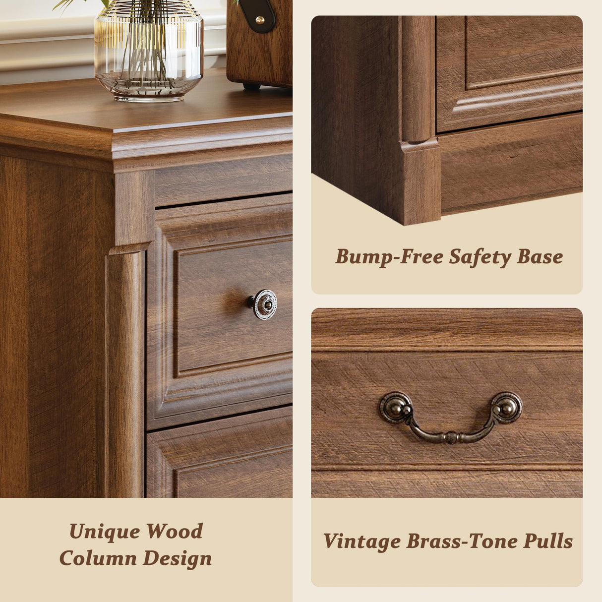 Concho Farmhouse 8 Drawers Dresser for Bedroom, 53'' Wide Wood Chest of Drawers with Spacious Deep Storage Space, Rustic Storage Dressers Organizer, TV Stand for Living Room, Bedroom, Rustic Brown Concho