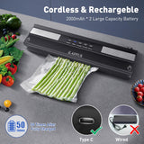 iLAFFUS Cordless Vacuum Sealer Rechargeble Dry & Moist Modes Compact Design Powerful Multi-Functional Food Vacuum Sealer Machine with Cutter for Fruits Vegetables Meat Nuts iLAFFUS