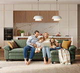 LINSY HOME 123'' Modular Sectional Sofa Green Couch Corduroy Cloud Couches for Living Room, L Shaped Couch with Movable Ottoman, Modern Cloud Sectional Sofas for Bedroom and Apartment, Green LINSY HOME