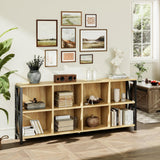 CABZOON 63" 8 Cube Horizontal Bookshelf Long Bookshelf Wood Cube Storage Organizer Wood Cubby Bookcase for Living Room Maple CABZOON