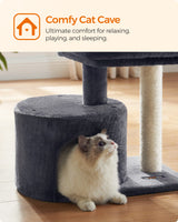 Feandrea Cat Tree, Cat Tower with Sisal-Covered Scratching Post, Cat Condo with Padded Perch, for Small Spaces, Kittens, Smoky Gray UPCT50G Feandrea