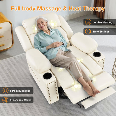 Neioml Triple Motor Large Power Lift Recliner Chair for Elderly with Heat and Massage, Lay Flat Lift Chairs for Seniors Infinite Position, Extended Footrest, USB&Type-C Ports, Cup Holder, Beige Neioml