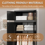 Polup Metal Armoire Wardrobe Closet, 86 Inch Tall Freestanding Wardrobe Cabinet with Hanging Rod, Bedroom Armoires with Doors, 18" D x 32" W x 86" H, Black, Assemble Required, Shipped in Two Packages Polup