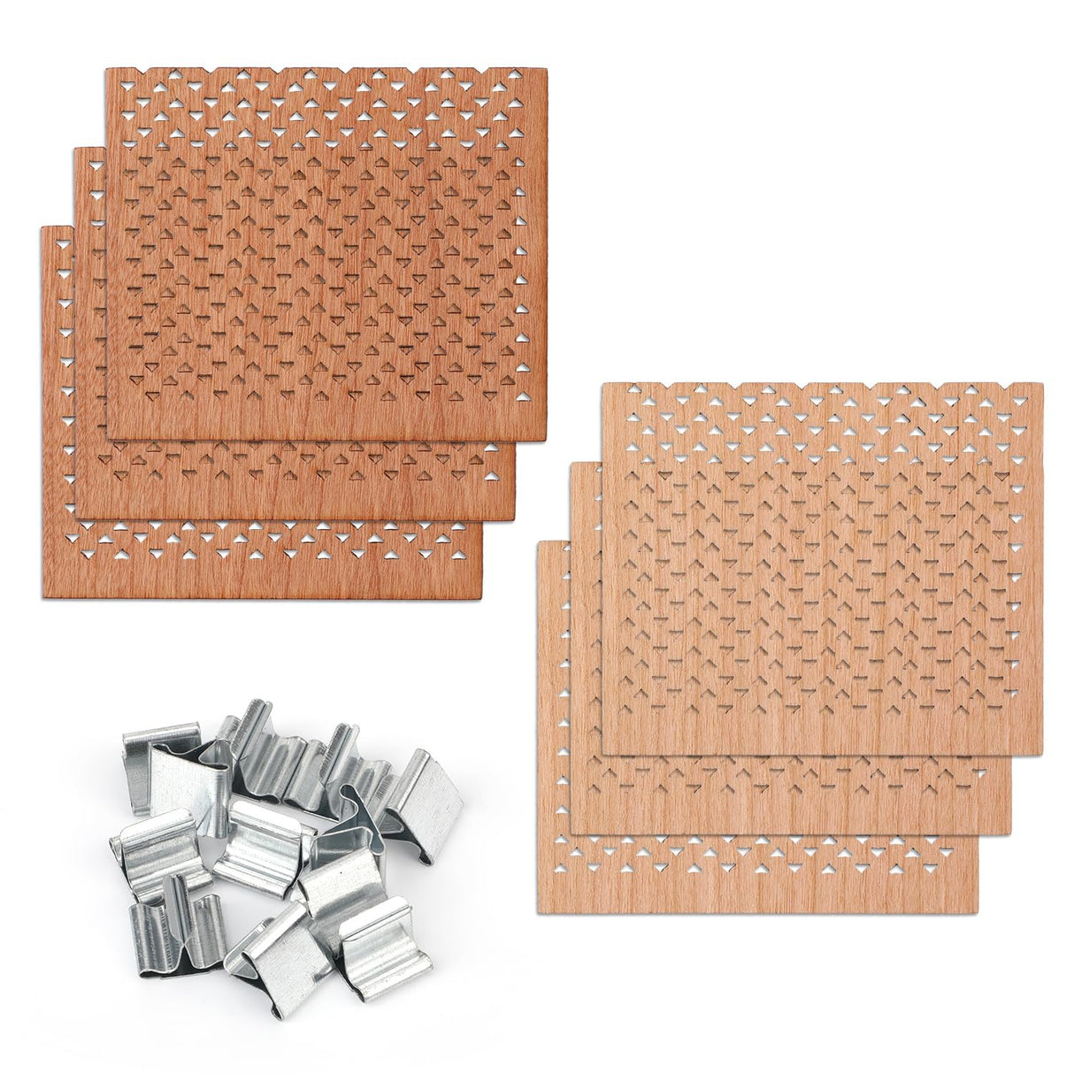 6pcs Wooden Candle Wicks, 2.36x2.76in Premium Wooden Wicks for Candles Making with 12pcs Bases Hollow Triangle Design Wood Candle Wicks Perfect DIY Candlemaking Supplies Gosknor