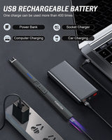 Electric Candle Lighter Rechargeable Lighters - Valentines Day Gifts for Her Him Easter Basket Stuffers Plasma Arc Lighters Windproof & Flameless USB Rechargeable with Safety Switch (Obisidian Black) fukkuda