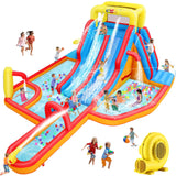 Whubefy Extra Large Inflatable Water Slide, 18X14 Ft Bounce House for 5-12, 840D+420D Oxford Fabric, Long Slide/Splash Pool/680W Blower/10 Accessories, Suitable for 10 Kids, Backyard Summer Fun Whubefy