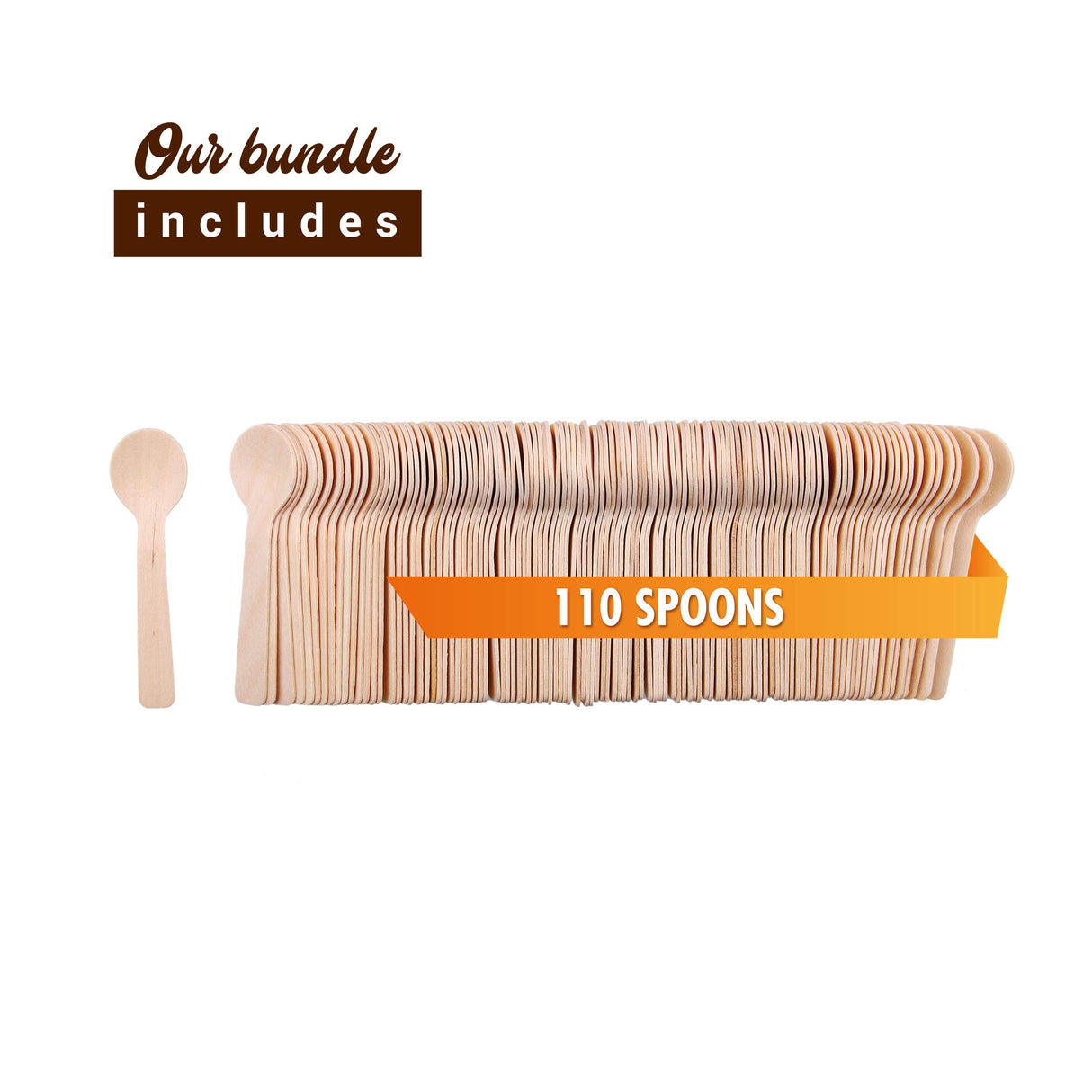 Disposable Wooden Spoons – 110 Pack 3.9 Inch Mini Wooden Spoons, Biodegradable Spoons Sample Spoons DUIDO