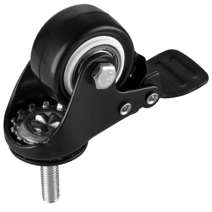 1.5 Inch Swivel Caster Wheels Set of 4, YEEMIGO Locking Casters Heavy Duty Total Capacity 330lbs, Metric M8×25mm Threaded Stem PU Casters with Brake, Castors for Hardwood Floor Carpet