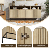 UEV Mid Century Modern Buffet Cabinet with Storage,Wood Sideboard Buffet,Geometric Fluted Storage Cabinet with Metal Legs,Accent Sideboard Cabinet for Kitchen,Living Room,Bedroom,Hallway(Natural) UEV