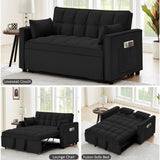 Suheww Sofa Bed, 3 in 1 Black Loveseat Sleeper Sofa for Living Room, 2 Seater Pull Out Sofa Cama Small Couch Bed Futon Lounge Sofa for Bedroom Small Spaces Living Room Suheww