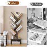 Hoctieon 6 Tier Tree Bookshelf, Tall Bookcase with Drawer, Freestanding Book Shelf, Display Floor Standing Storage Shelf, Book Organizer Shelves for Home Office, Living Room, Bedroom, Grey Hoctieon