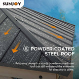 Sunjoy 11 x 11 ft. Hardtop Gazebo Cedar Wood Framed Hot Tub Gazebo with Steel and Polycarbonate Hardtop and bar Shelf, Matte Black by SummerCove SummerCove