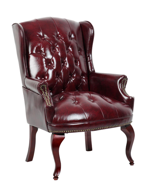 Boss Office Products Wingback Traditional Guest Chair in Burgundy Boss Office Products