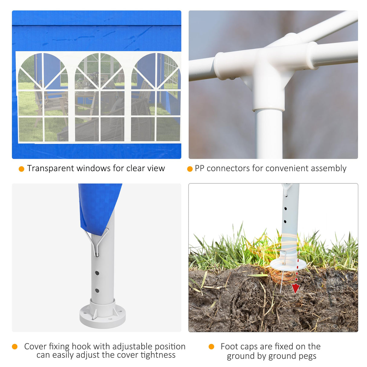 Outsunny 10' x 20' Large Party Tent, Outdoor Event Shelter, Gazebo Canopy with 4 Removable Window Sidewalls for Weddings, Blue Outsunny