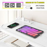 EnHomee White Dresser,11 Drawer Dresser for Bedroom with LED Lights & Charging Station, Fabric Dressers & Chest of Drawers,2 Tier Wooden Shelves, 4 Hooks, Dresser for Bedroom,Entryway,Sturdy Frame EnHomee