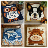 Generic Cute Cartoon Sea Turtle Latch Hook Kits Mini Rug DIY Handmade Crochet Yarn Needlework Hook and Latch Kit Printed Canvas Carpet Cushion Cover Home Christmas Decoration 30x30cm(3) Generic