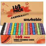 162 Pack 18 Colors Washable Sidewalk Chalk Set, Non-Toxic Jumbo Chalk for Outdoor Art Play, Paint on Playground, School Classroom Chalkboard, Office Blackboard, Outside Toys Gift For Kid and Adult JASNKKONT