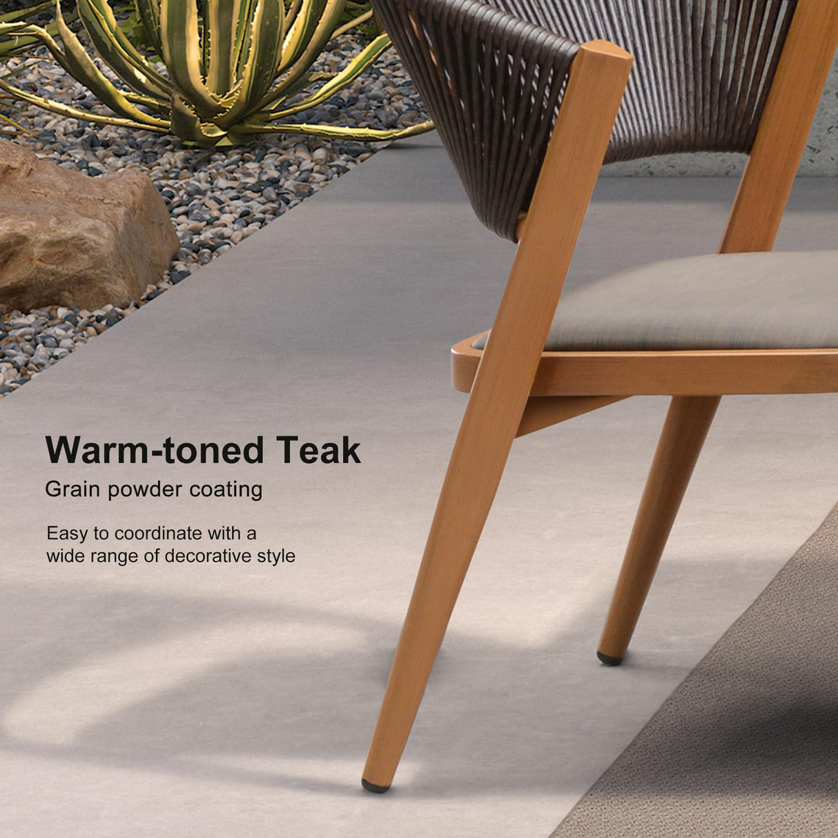 PURPLE LEAF 8-Piece Patio Dining Set Outdoor Furniture Rectangular Table and Chairs Set with Aluminum Frame and Teak-Finish for Garden Deck Backyard Kitchen Deep Teak Outdoor Set PURPLE LEAF