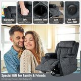 LAFWELL Retro Rocking Recliner Chair, Massage Rocker Recliner Chair with Vibration Massage and Heat, USB and Type-C Ports,360° Swivel Chairs,Living Room, Bedroom, Nursery, RV, Dark Grey LAFWELL