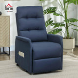 HOMCOM Power Lift Recliner Chair for Elderly, Fabric Lift Chair Sofa with Remote Control, Side Pockets, Pocket Spring, Tufted Back, Quick Assembly, Deep Blue HOMCOM