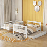Harper & Bright Designs Twin Over Full Bunk Beds with Twin Size Trundle and Stairs, Wooden Bunk Bed with Storage & Guard Rail for Bedroom, Dorm, for Teens, Adults, White Harper & Bright Designs