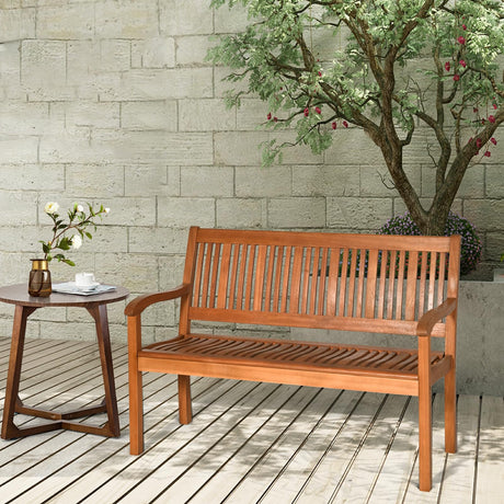 LDAILY Moccha Wood Outdoor Bench, Multi-use, Sturdy and Durable, Easy Assembly, Natural Teak Material, Ideal for Garden, Patio, Porch LDAILY