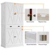 IRONCK Kitchen Pantry Storage Cabinet 72.6" H x 24" W, with Barn Doors, Drawer, 4 Adjustable Shelves, Freestanding Cupboard for Dining Room Living Room, Laundry, White IRONCK