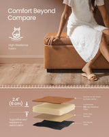 VASAGLE EKHO Collection - Storage Ottoman Bench, Entryway Bedroom Bench, 25 Gallons, Synthetic Leather with Stitching, Mid-Century Modern, Safety Hinges, Loads 660 lb, Caramel Brown ULOM075K01 VASAGLE