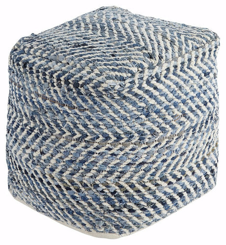 Signature Design by Ashley A1000445 Pouf, Blue & White Signature Design by Ashley