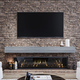 THLYNSAM Fireplace Mantel 48 inches Floating Shelf with Rustic Finish Wood Wall Shelf with Invisible Heavy Duty Bracket for Living Room Décor, 48L x 6H x 8D, Grey THLYNSAM