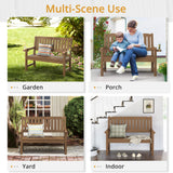 LUE BONA Outdoor Bench, 2-Person HDPS Garden Bench, Outdoor Benches Weatherproof, All-Weather Fade/Rot Resistant Patio Bench for Park, Front Porch, Backyard (Brown-Oil Printed) LUE BONA