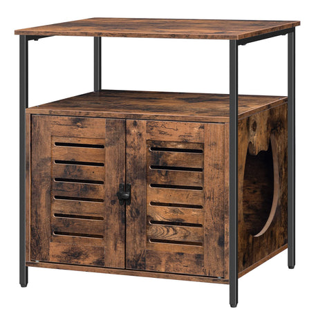 HOOBRO Cat Litter Box Enclosure, Louvered Hidden Cat Litter Box, Enclosed Cat Litter Box Furniture with Extra Storage Space, Side Table, Nightstand, Multifunctional, Rustic Brown BF66MW01 HOOBRO