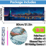 Reofrey Large Diamond Art Kits for Adults New York City, 30x80cm/12x31.5inch Full Drill Round Rhinestone Big Diamond Painting Kit Landscape, Cross Stitch Embroidery Canvas for Crafts Home Wall Decor Reofrey