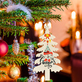 Wooden Christmas Ornaments to Paint Christmas Tree Decoration Cutouts Unfinished 3Pack 7 inches, Wood DIY Blank Christmas Tree Table Sign Ornament for Home Crafts Hanging Decoration with String Base Sophena