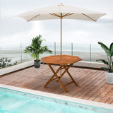 Outsunny 39" Acacia Wood Outdoor Dining Table, Octagon Patio Table with Umbrella Hole, Teak Outsunny