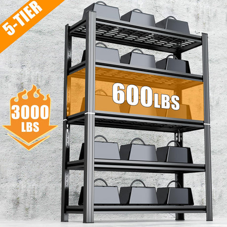 KILISTEELS 72" H Heavy Duty Garage Shelving 5 Tier 2500 LBS Storage Shelves Adjustable Industrial Metal Wire Shelf Unit for Garage,Basement,Pantry,Warehouse,Commercial KILISTEELS