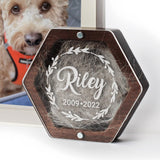 Personalized Pet Hair Keepsake Box for Dog and Cat Fur - Engraved Wood Memorial Box - Unique Customized Gift for Loss of Furry Friend Wooden (Dark Diamand Clear Lid) L-site