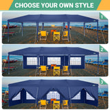 COBIZI 10x30 Canopy Party Tent with 8 Walls 10x30 Pop Up Tent for Parties Waterproof UPF 50+ Outdoor Commercial Event Tent for Party Backyard Gazebo Canopy with Sidewalls & Sandbags(navy blue,10x30ft COBIZI
