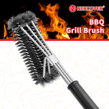 NEXCOVER Grill Brush for Outdoor Grill 18” BBQ Grill Cleaning Brush Stainless Steel Grill Cleaner Barbecue Grilling Accessories for Gas Charbroil Porcelain Grates NEXCOVER