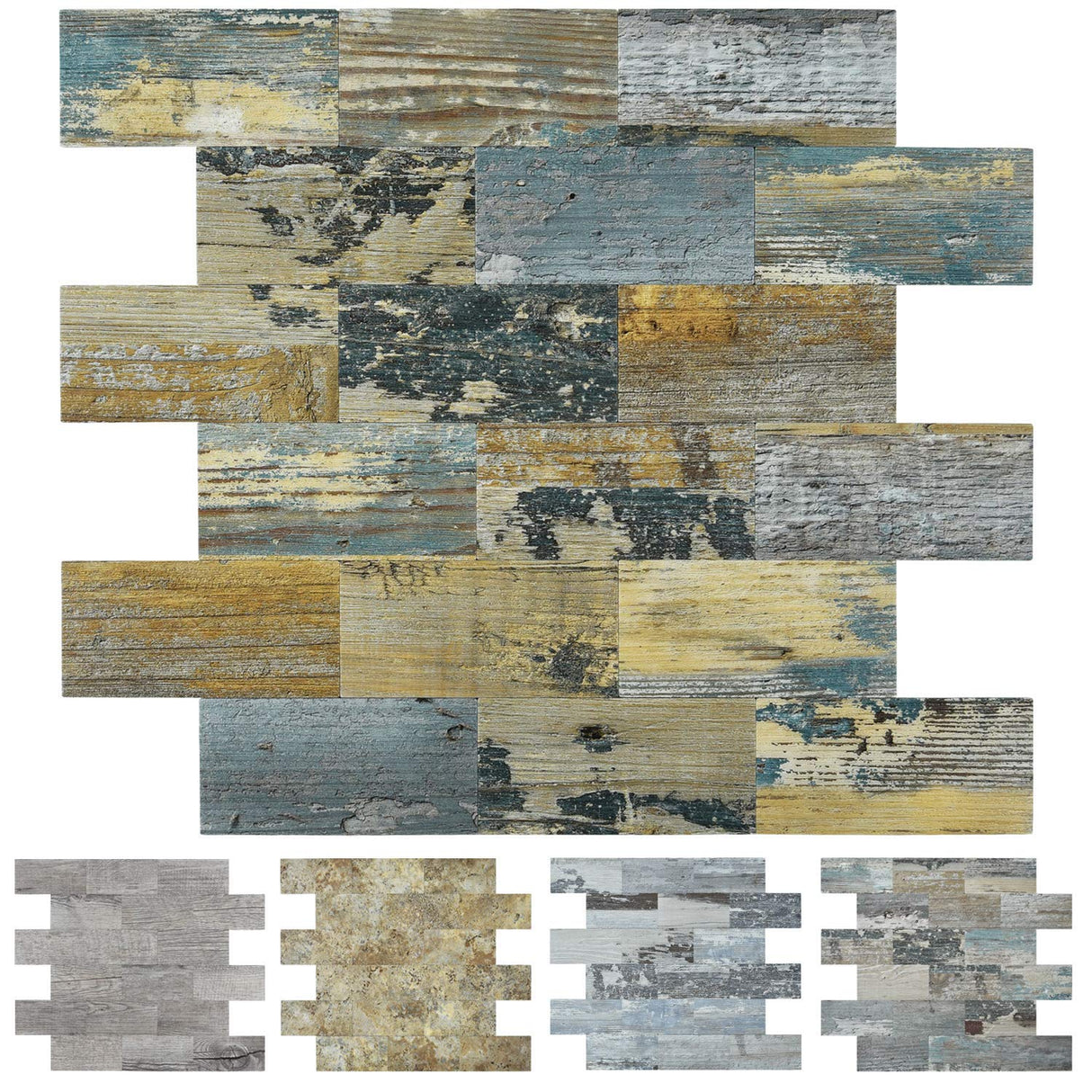 Art3d Peel and Stick Distressed Rustic Wood Panel 5-Pack of 13.5x11.4inches, for Kitchen Backsplash, Bathroom Decoration, Fireplace and Stair Riser Decal, Made of PVC Composite Laminate Art3d