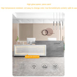 Modern Reception Desk with Counter, Salon Reception Desk with Lockable Drawer & Door Cabinet & Light Strip Receptionist for Office Boutique Lobby Shop cartBit