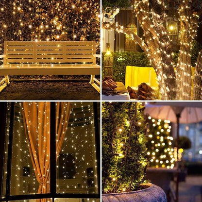 Quntis 164ft 2000 LED Cluster Christmas Lights - Dark Green Wire Cluster Christmas Tree Lights - 8 Modes Outdoor Waterproof Strands Christmas String Lights for Holiday Wedding Party Decor, Warm White