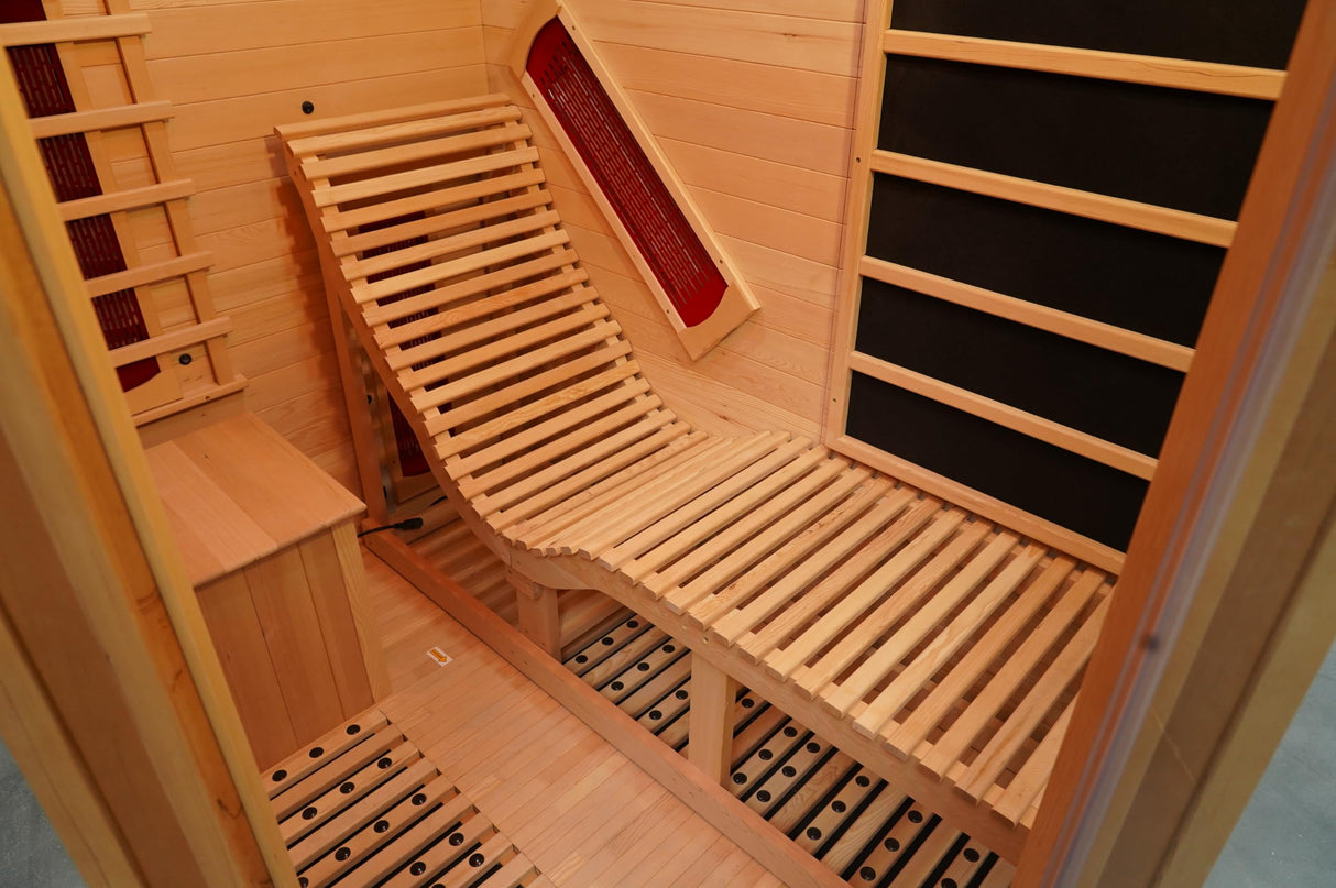 ZONEMEL Infrared Sauna Room with Recliner, One Person Infrared Sauna Home, 220V，2300W, 4 Heating Tubes, 4 Carbon Crystal Heating Panel, Bluetooth Speakers, 7 Color Light, Oxygen Bar ZONEMEL