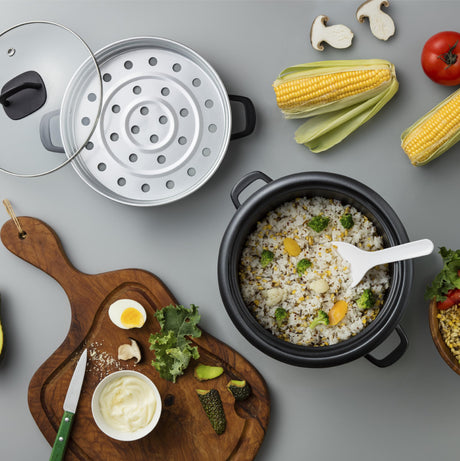 Aroma Housewares 6-Cup (Cooked) (3-Cup Uncooked) Pot Style Rice Cooker and Food Steamer (ARC-743-1NG), White AROMA
