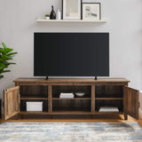 Walker Edison Ashbury Coastal Style Grooved Door TV Stand for TVs up to 80 Inches, 70 Inch, Rustic Oak Walker Edison