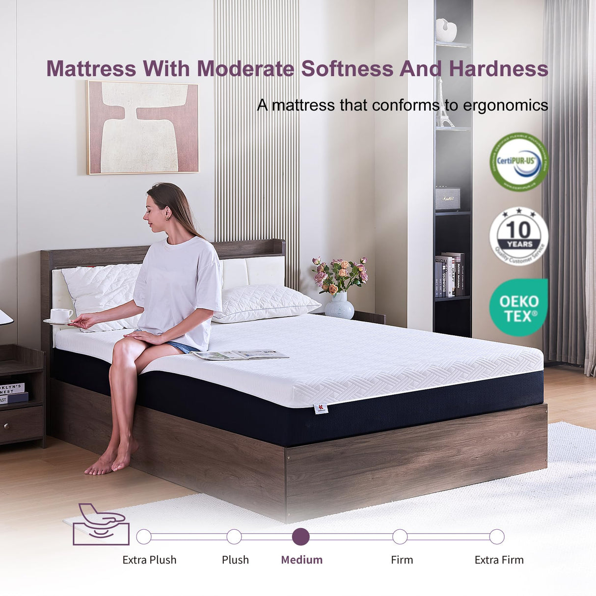 KOPEECHO Full Size Mattress, 8 Inch Gel Memory Foam Mattresses, Medium Firm for Cool Sleeping, Sweet Sleep Pressure Relief, Easily Replaceable,CertiPUR-US Certified Colchón in a Box KOPEECHO